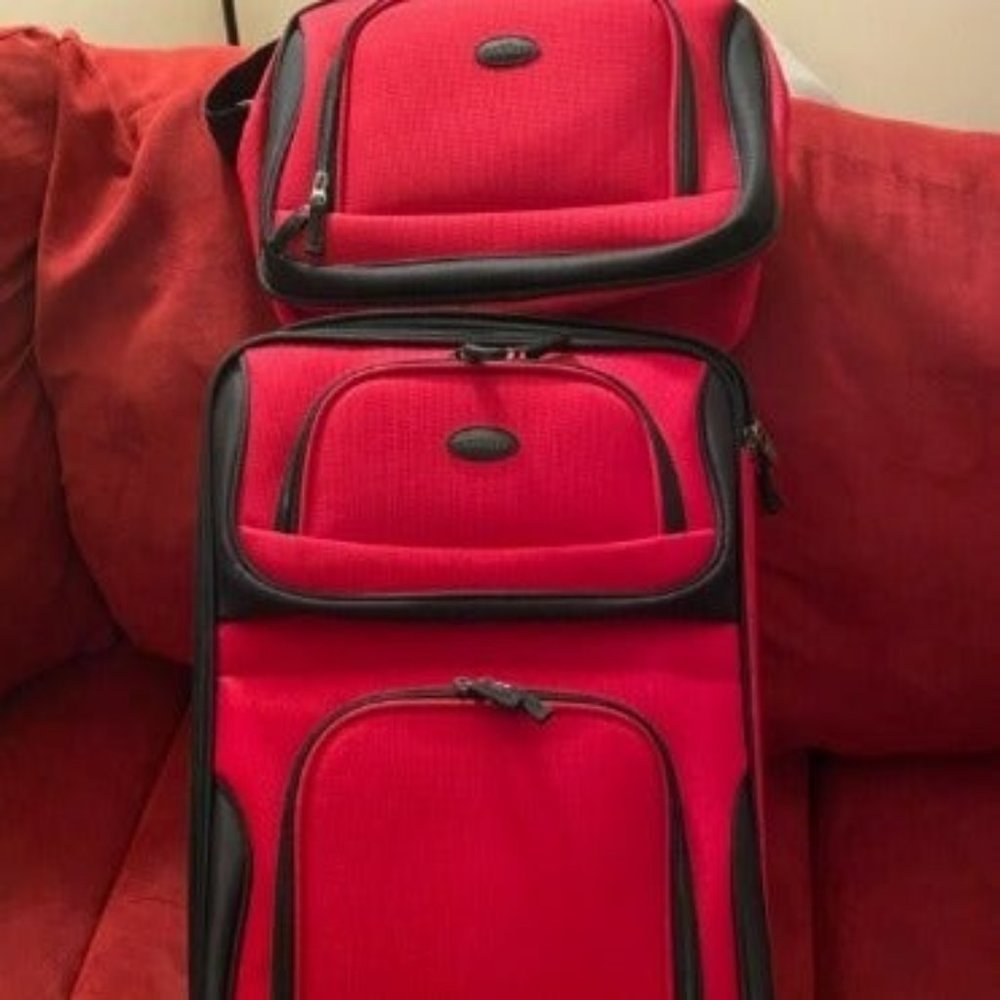 Rio Rugged Fabric Expandable Carry-On Luggage Set, Red, 2 Count(Pack of 1)